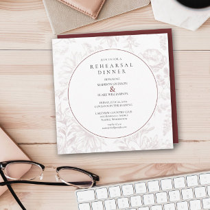Burgundy Botanical Floral Chic Rehearsal Dinner