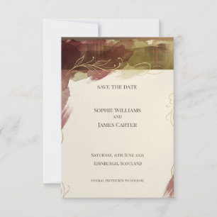 Burgundy Botanical Save the Date Autumn Watercol