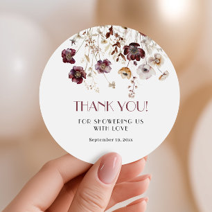 Burgundy Botanical Showering With Love Favour Seal