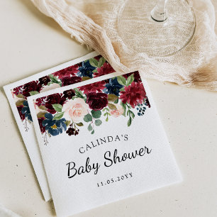 Burgundy Bouquet Baby Shower Napkin
