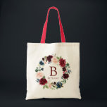Burgundy Bouquet Bold Monogram Tote Bag<br><div class="desc">A unique burgundy floral themed Monogram wedding tote bags tailored specifically to your future wedding. This item is a single piece of the large Burgundy Bouquet wedding collection. Visit the collection or the color jungle store to see more matching items. All elements of this item are unlocked and customizable by...</div>
