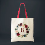Burgundy Bouquet Bold Monogram Tote Bag<br><div class="desc">A unique burgundy floral themed Monogram wedding tote bags tailored specifically to your future wedding. This item is a single piece of the large Burgundy Bouquet wedding collection. Visit the collection or the color jungle store to see more matching items. All elements of this item are unlocked and customizable by...</div>