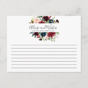 Burgundy Bouquet   Bridal Shower   Advice/Wishes Postcard