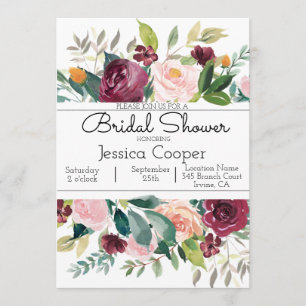 Burgundy Bouquet Bridal Shower Invitation