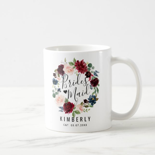 Burgundy Bouquet | Bridesmaid Coffee Mug (Right)