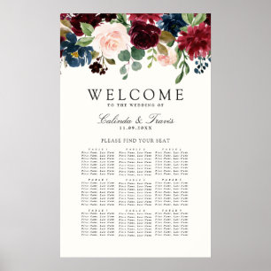 Burgundy Bouquet   Floral 9 Table Seating Chart