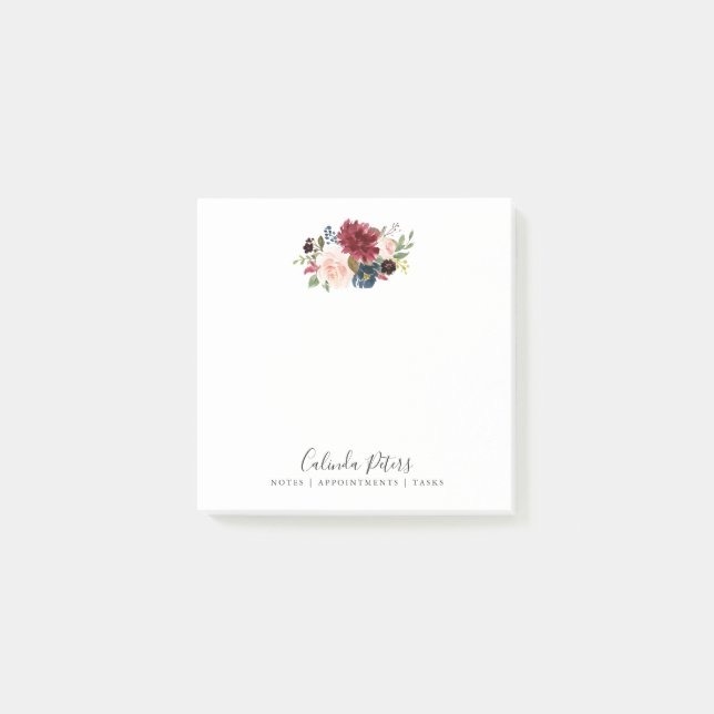 Burgundy Bouquet | Floral Custom Post-it Notes (Front)