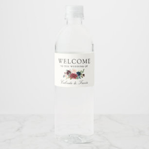 Burgundy Bouquet   Floral   Water Bottle Label