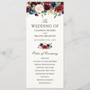 Burgundy Bouquet   Floral Wedding Program Programme