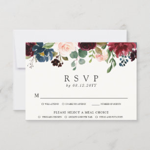 Burgundy Bouquet Overhang   RSVP Card