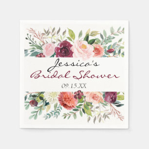 Burgundy Bouquet Personalised Floral Napkin