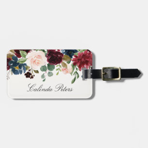 Burgundy Bouquet   Personalised Luggage Tag