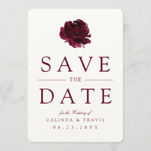 Burgundy Bouquet Red Floral Save The Date