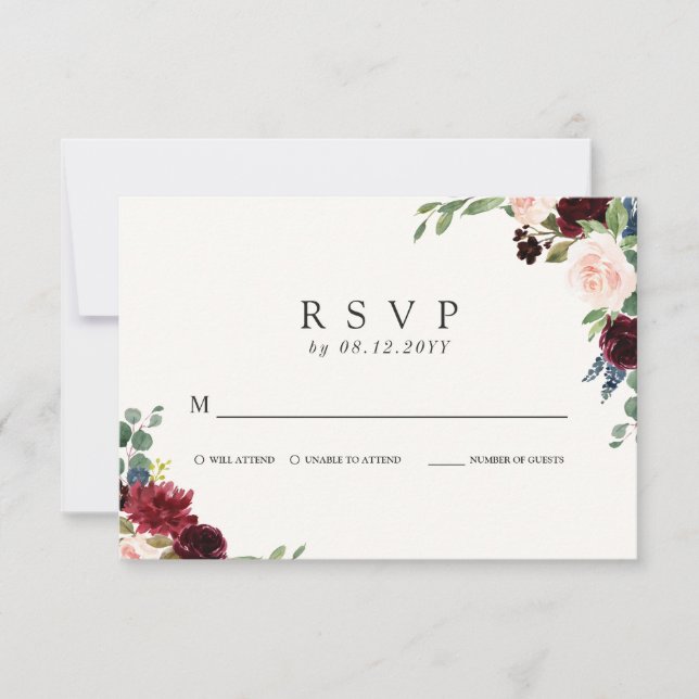 Burgundy Bouquet | RSVP (Front)