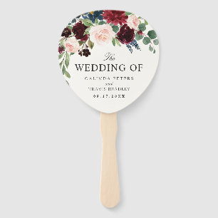 Burgundy Bouquet   Wedding Program Hand Fan