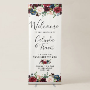 Burgundy Bouquet   Wedding Welcome Retractable Banner