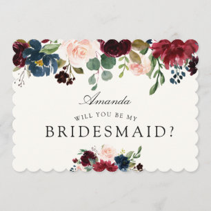 Burgundy Bouquet   Will you be my Bridesmaid? Invitation