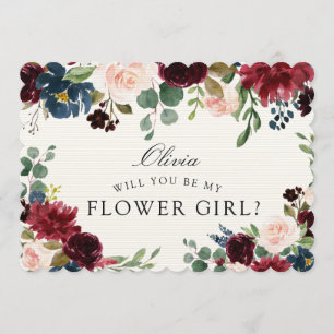 Burgundy Bouquet   Will you be my Flower Girl? Invitation