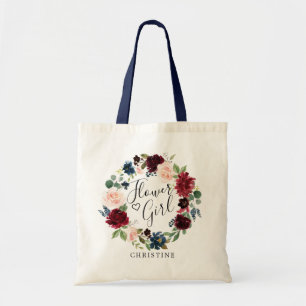 Burgundy Bouquet Wreath   Flower Girl Tote Bag