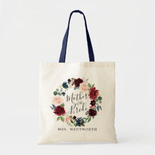 Burgundy Bouquet Wreath   Mother of the Bride Tote Bag