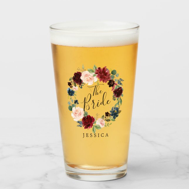 Burgundy Bouquet Wreath | The Bride Glass (Front Filled)