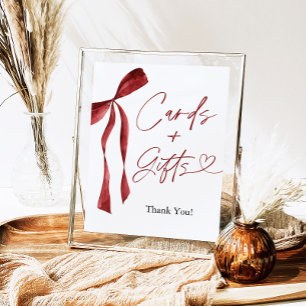 Burgundy Bow Cards and Gifts Sign