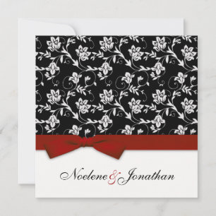 Burgundy Bow Flower Wedding Invitation