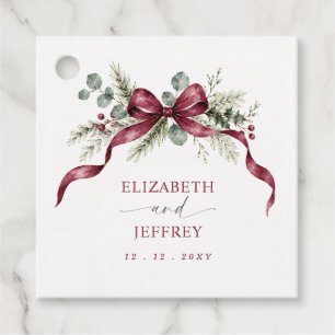 Burgundy Bow Garland Winter Christmas Wedding Favour Tags