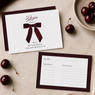 Burgundy Bow She's tying the knot recipe request Enclosure Card