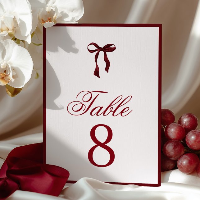 Burgundy Bow Table Number (Creator Uploaded)