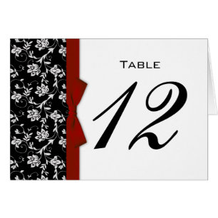 Burgundy Bow Wedding Table Number