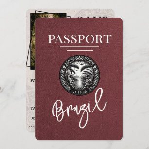 Burgundy Brazil Passport Save The Date