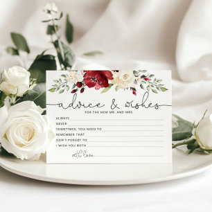Burgundy bridal advice and wishes card