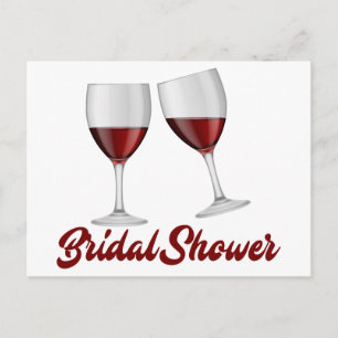 Burgundy Bridal Shower Champagne Wine Glasses Invitation Postcard