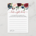 Burgundy Bridal Shower Date Night Idea Advice Card<br><div class="desc">Burgundy Navy Blue Blush Floral Bridal Shower Date Night Idea Advice Card.</div>