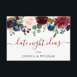 Burgundy Bridal Shower Date Night Idea Advice Card<br><div class="desc">Burgundy Navy Blue Blush Floral Bridal Shower Date Night Idea Advice Card.</div>