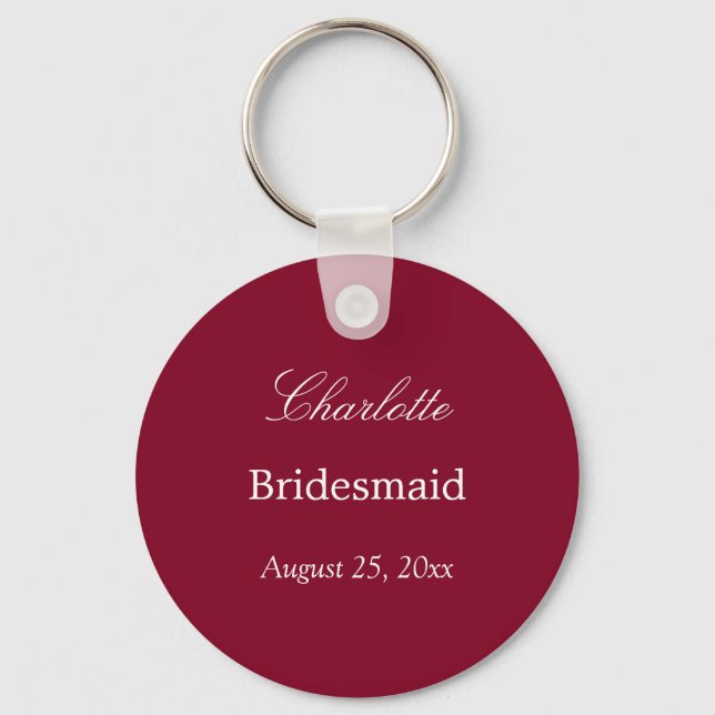 Burgundy Bridesmaid Thank You Keychain (Front)