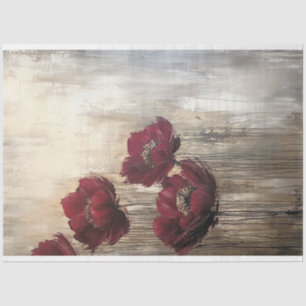 Burgundy & Bronze Floral Field, abstract realism  Tissue Paper