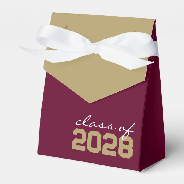 Burgundy & Bronze Gold Graduation Favour Boxes (Front Side)