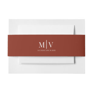 Burgundy Brown Boho Wedding Invitation Belly Band