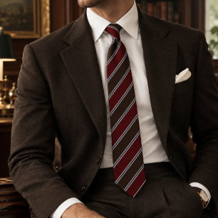 Burgundy Brown Dusty Blue Repp Stripe Tie