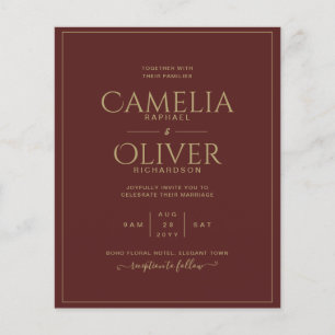 Burgundy BUDGET Modern Elegant Classic Wedding Flyer