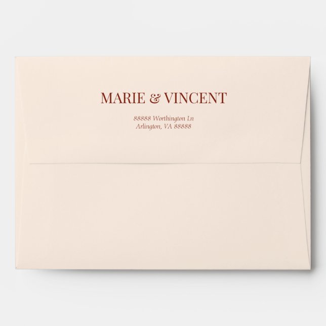 Burgundy Burnt Orange Floral Flowers Wedding Envelope (Back (Top Flap))