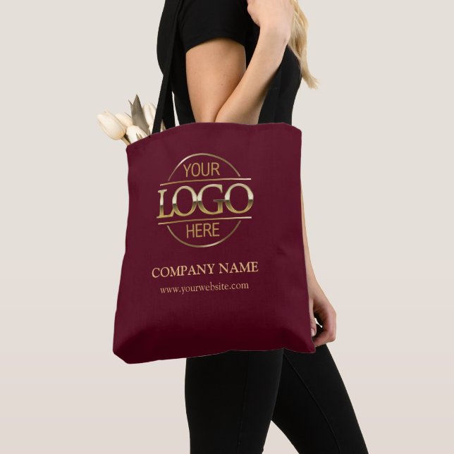 Burgundy Business Company Logo Promotional Gift Tote Bag (Close Up)