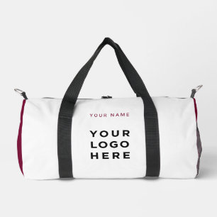 Burgundy Business Logo Name Instagram Fitness Duffle Bag