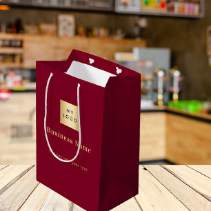 Burgundy business logo shopping bag
