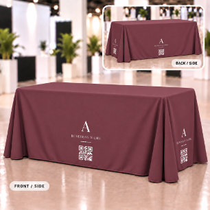 Burgundy Business QR Code Table Banner Tablecloth