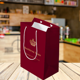 Burgundy business royal crown paper shopping bag