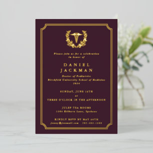 Burgundy Caduceus+Laurel Medical School Graduation