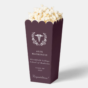 Burgundy Caduceus+Laurel Wreath Medical Graduation Favour Box